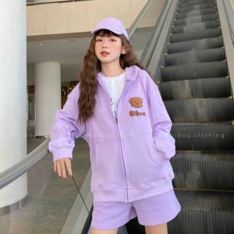 Áo khoác nỉ bomber unisex form rộng khoá kéo có nón dành cho nữ M18- AN STORE