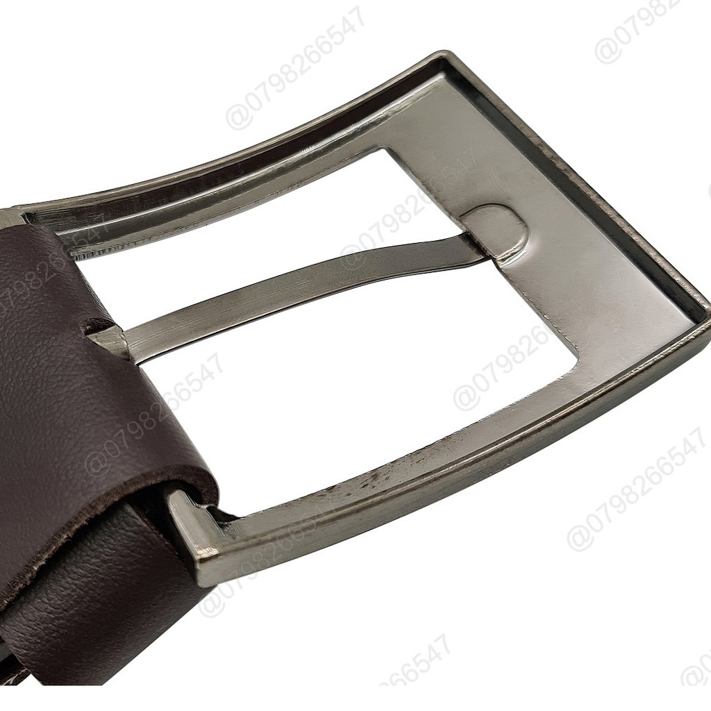 Thắt lưng giá tốt da PU DHM-165 | Đầu khóa kim màu trắng bạc | đục lỗ full dây | Bảo hành 12 tháng