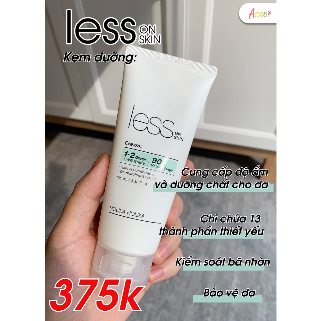 Kem phục hồi da dành cho da dầu mụn, nhạy cảm - Kem dưỡng Holika Holika Less On Skin Cream 100ml