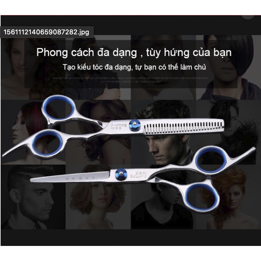 Bộ dụng cụ cắt tóc chuyên dụng Barber Shop (kéo có răng + kéo phẳng) 