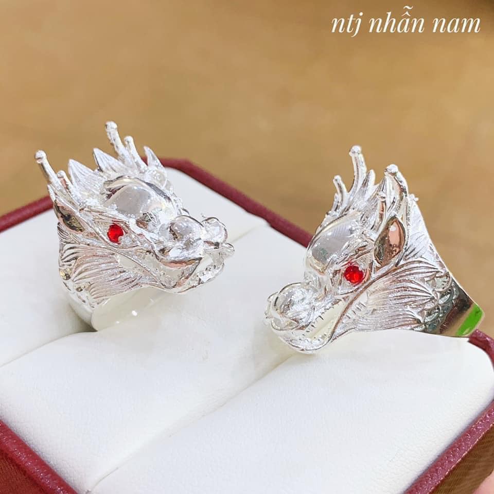 Nhẫn nam bạc ❤️FREESHIP❤️ Nhẫn bạc nam đầu rồng siêu sáng không bay màu