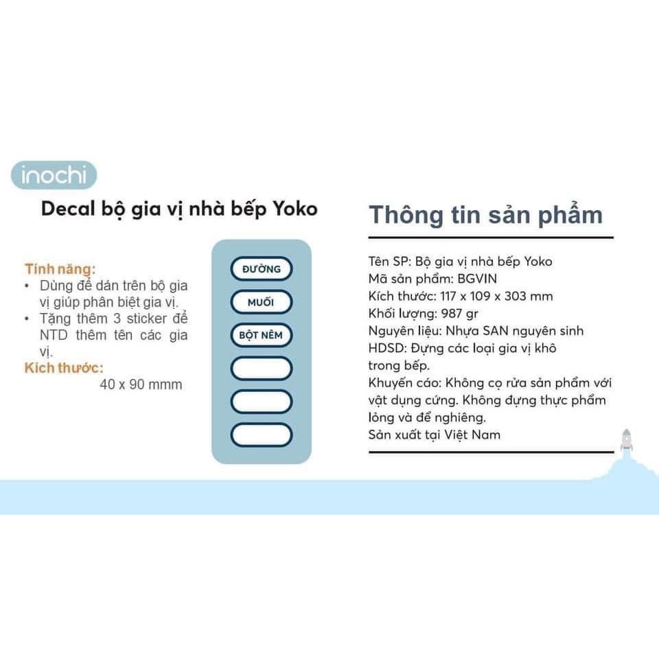 Hộp Gia Vị YoKo inochi,hũ đựng gia vị Nhật Bản Nhưa Cao Cấp Chắc Chắn Sang Trọng, Gọn Gàng, Kín, Dễ Lau Chùi