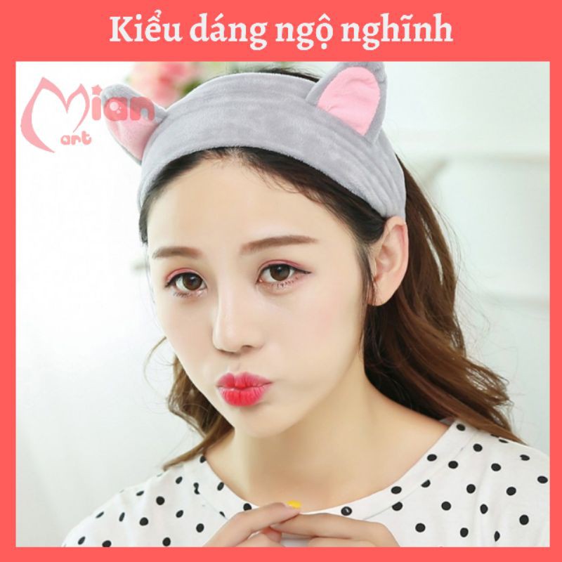 Băng đô tai mèo - turban tai mèo Hàn Quốc dùng khi trang điểm, rửa mặt và đắp mặt nạ hàng loại 1- MIAN MART