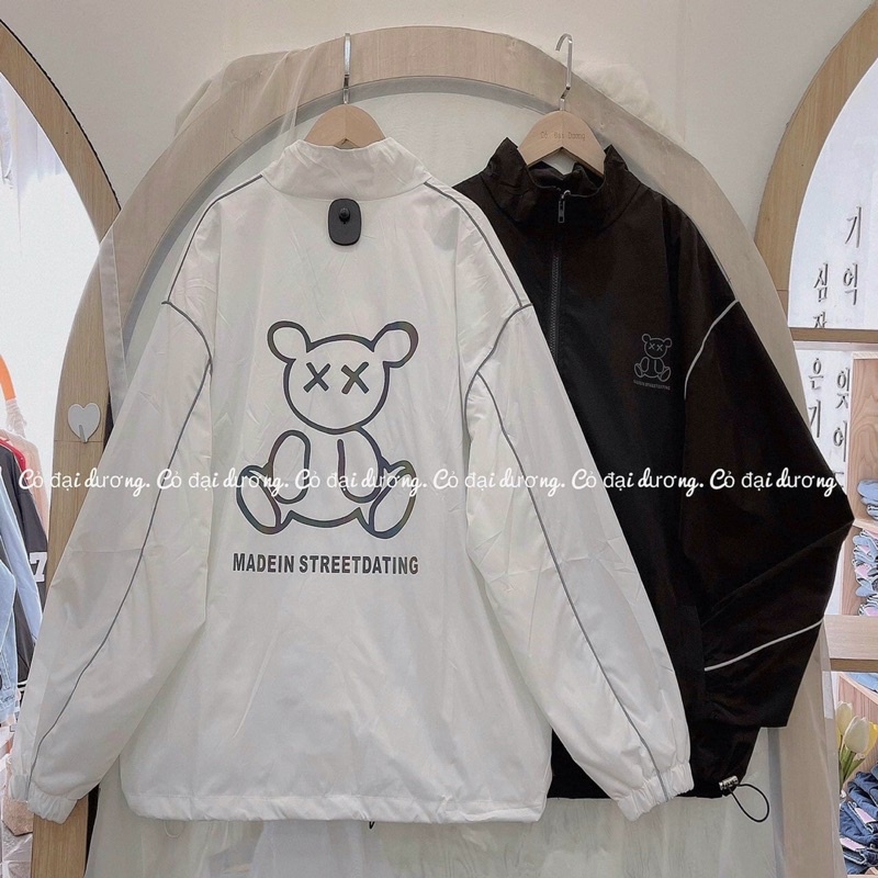 Áo khoác dù phối viền không nón unisex ulzzang nam nữ