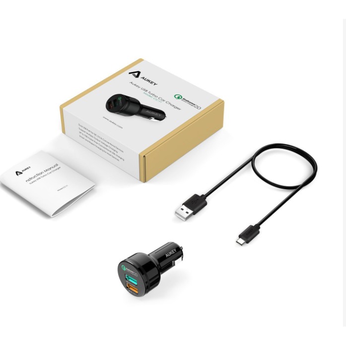 [Chính hãng] Sạc xe hơi AUKEY CCT1 Sạc nhanh QC 2.0 có 2 cổng USB