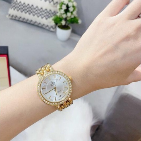 Đồng hồ omega nữ viền đính đá sang trọng quý phái