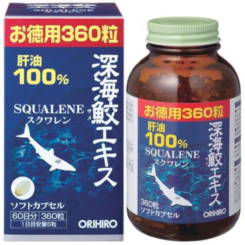 Viên uống dầu gan cá mập  ORIHIRO SQUALENE NHẬT BẢN  360 VIÊN TẶNG MẶT NẠ WONJIN