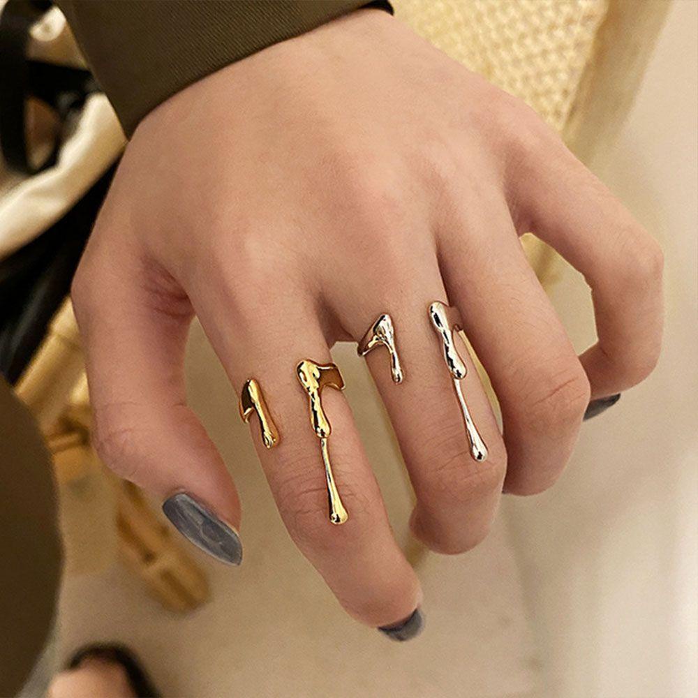 Nhẫn Hở Màu Trơn Phong Cách Vintage Hàn Quốc Cho Cặp Đôi