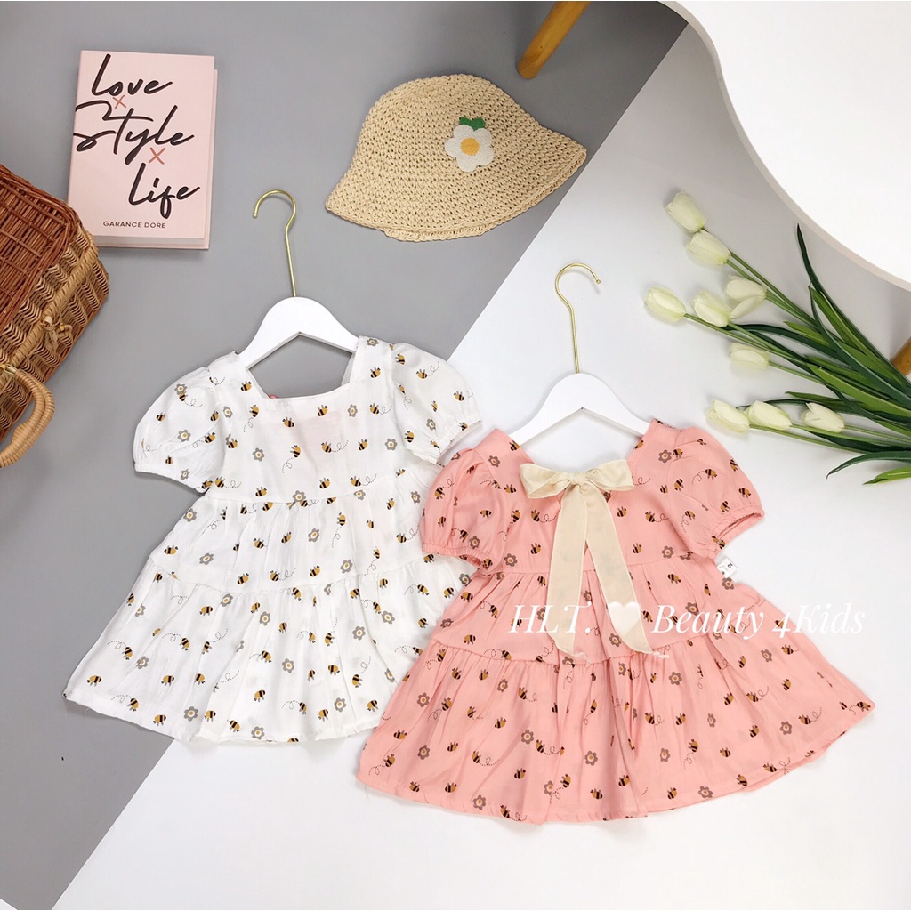 Váy bé gái đầm mùa hè cho bé vải đũi mềm mịn vải thô thoáng mát bao chất hàng thiết kế phom dáng đẹp váy cho bé