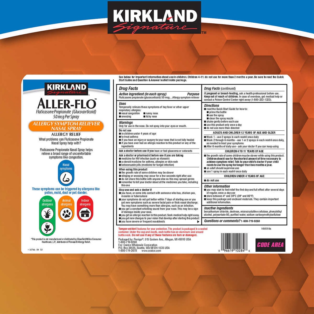Hỗ trợ giảm xoang dị ứng cho mũi dạng xịt Kirkland Signature Aller-Flo 79ml x5 lọ - DATE 07/2024