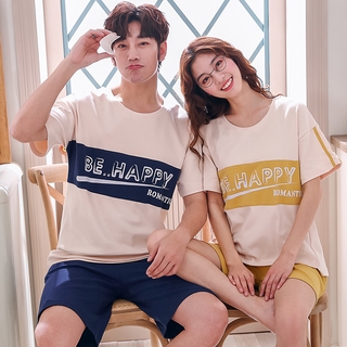 Bộ Đồ Ngủ Pijama Cotton Ngắn Tay Phong Cách Hàn Quốc Cho Cặp Đôi áo nữ đồ bộ pyjama pijama Đồ ngủ đôi đồ mặc nhà thu đông lụa cặp đôi cao cấp nam