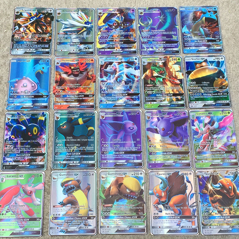 Bộ 100 thẻ bài Pokemon gồm 80 thẻ EX và 20 thẻ GX