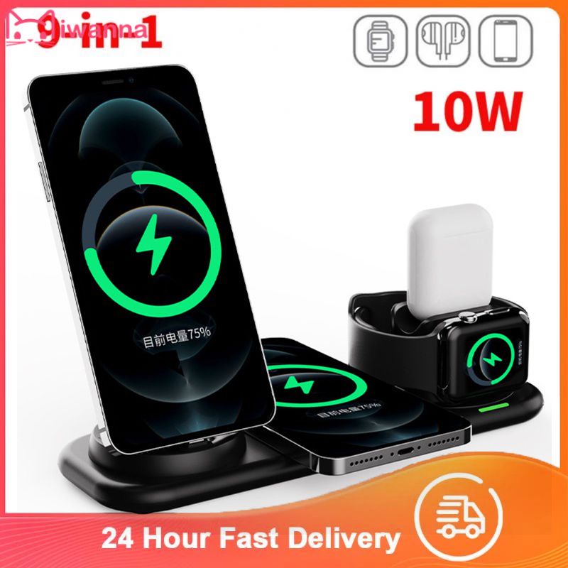 9 Trong 1 Sạc Nhanh Không Dây 10W Cho Iphone 12 11 Pro Sạc Tề Nhanh Không Dây Tai Nghe Sạc Cho samsung Xiaomi Huawei Đồng Hồ Apple