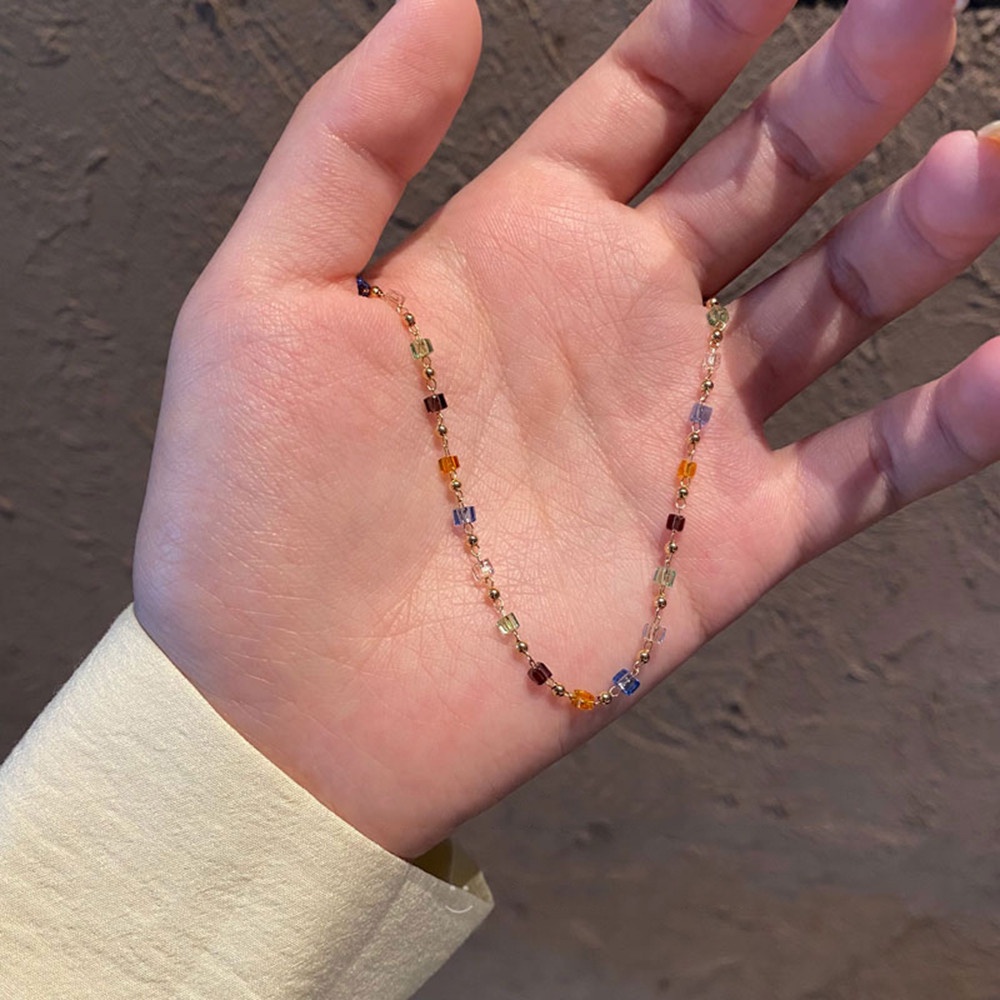 Vòng Cổ Choker Bằng Acrylic Đính Hạt Pha Lê Nhiều Màu Sắc Dành Cho Nữ