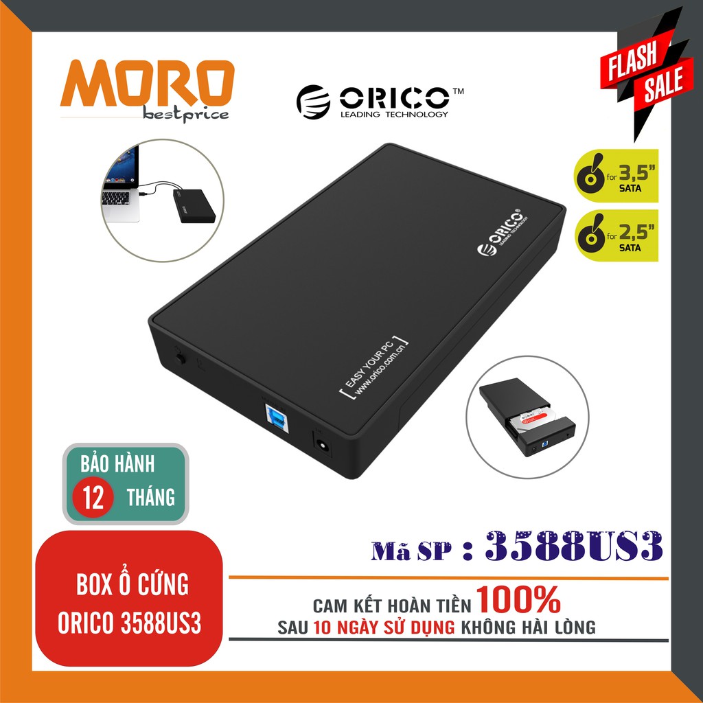 Box ổ cứng Orico 3588US3 3,5 inch SATA III USB 3.0 - Phân Phối Chính Hãng