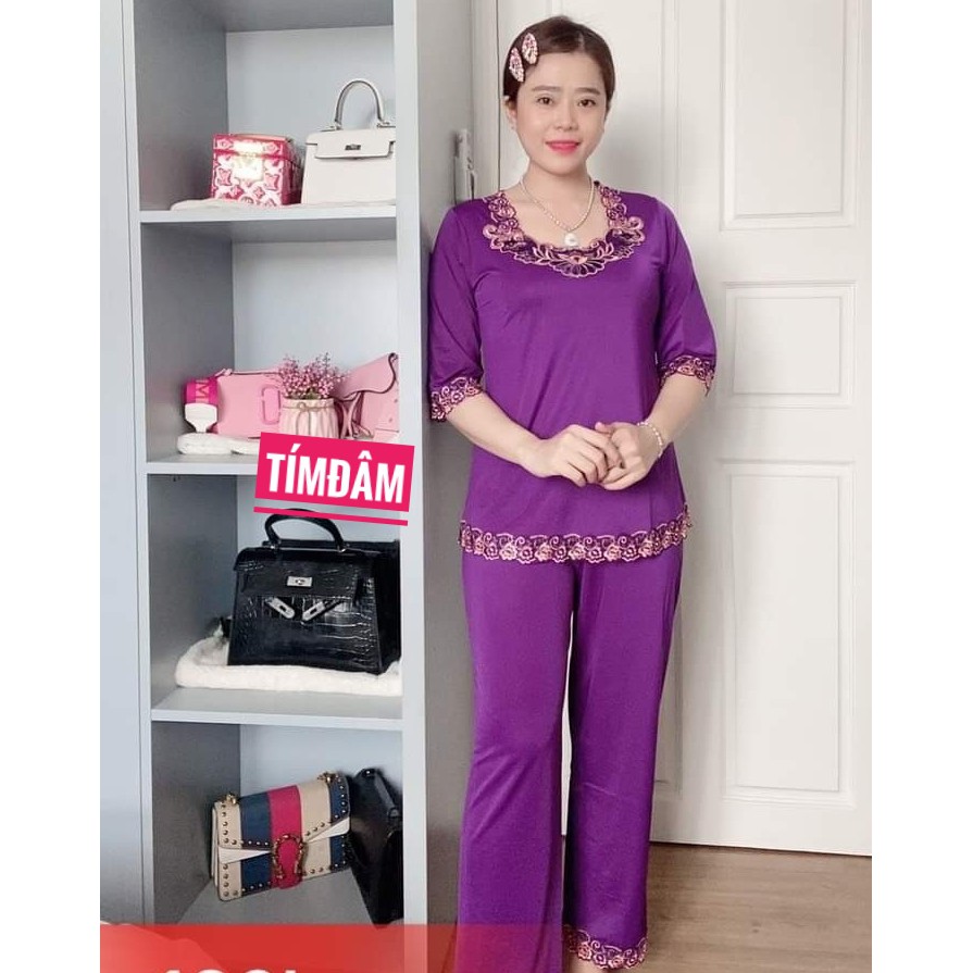 Đồ bộ mặc nhà thun tay lỡ quần dài 74-85kg