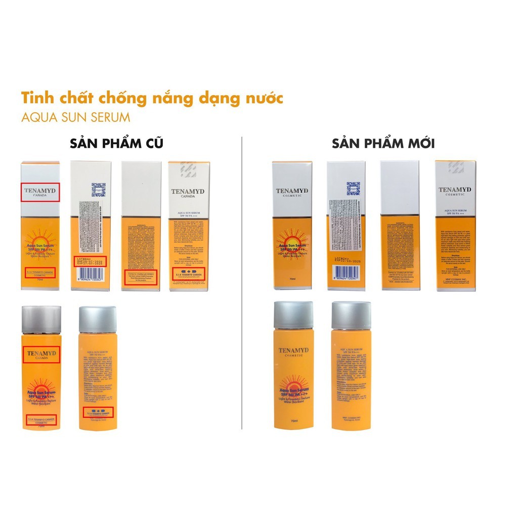 ✅[Chính Hãng] Tenamyd -  Huyết Thanh Chống Nắng Tenamyd Cosmetic - Aqua Sun Serum SPF 50/ PA+++, 70ml