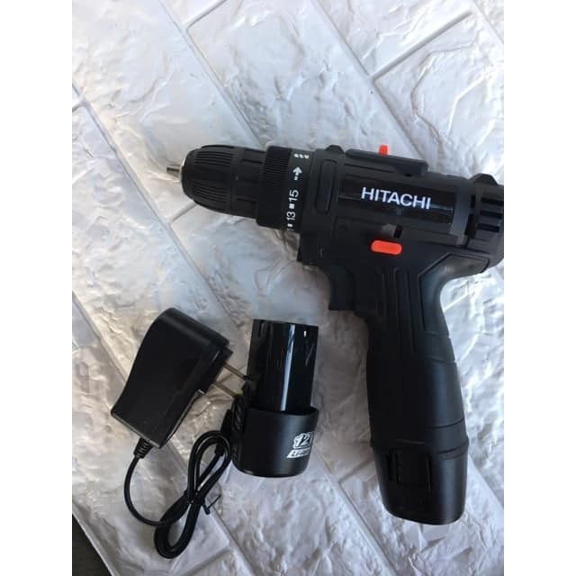 Máy khoan pin HITACHI 12V, Bắn Vít, Vặn vít - Khoan cầm tay 2 cấp tốc độ, 100% đồng, Siêu bền, Có Đèn
