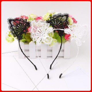 Phụ kiện ngủ: Bờm tai mèo siêu dễ thương, cài tóc cosplay miêu nữ - Đen, trắng  [LamiaStore]