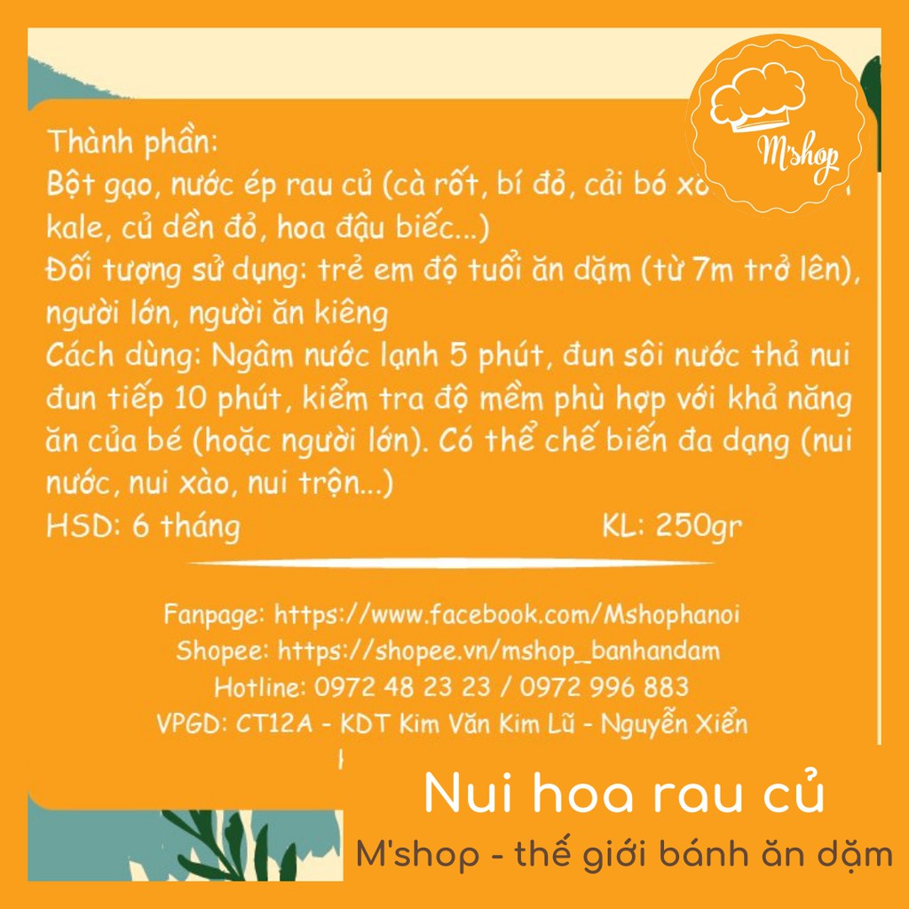 Nui rau củ ăn dặm hữu cơ ăn dặm, ăn kiêng, eatclean