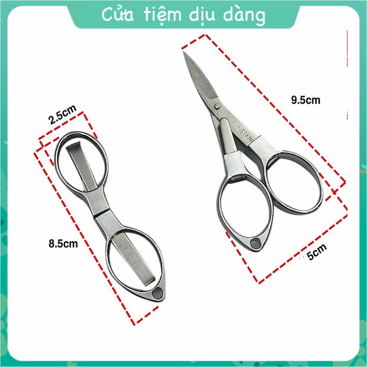 Kéo gấp xếp inox, thép không gỉ mini hình mắt kính gấp gọn đa năng