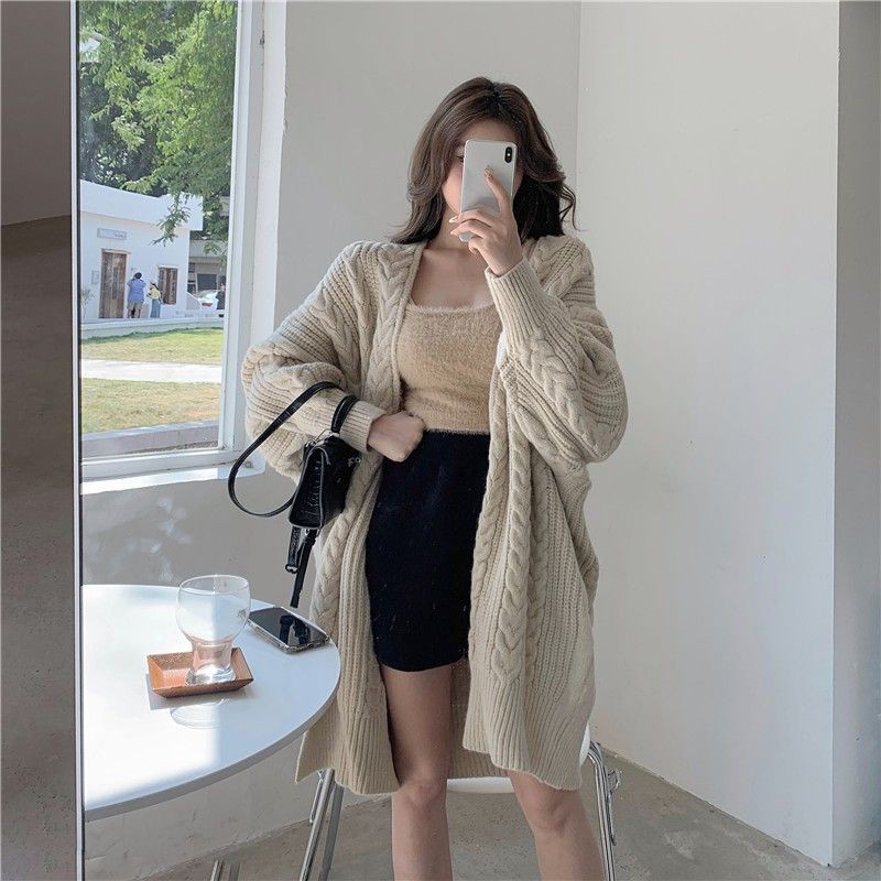 Áo khoác cadigan len vặn thừng dáng dài rộng cá tính ulzzang A011 - Có ảnh thật