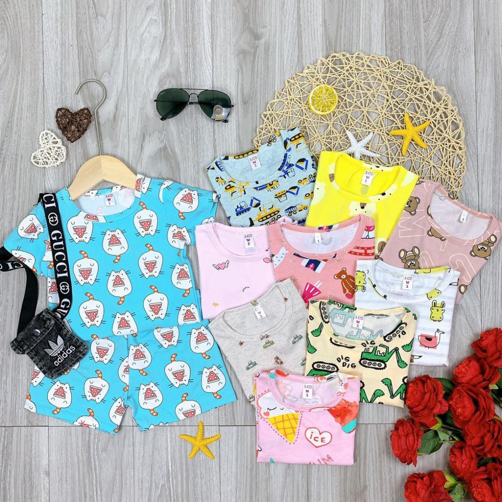 Bộ hè cộc tay chất cotton nhiều hình ngộ nghĩnh cho bé gái bé trai