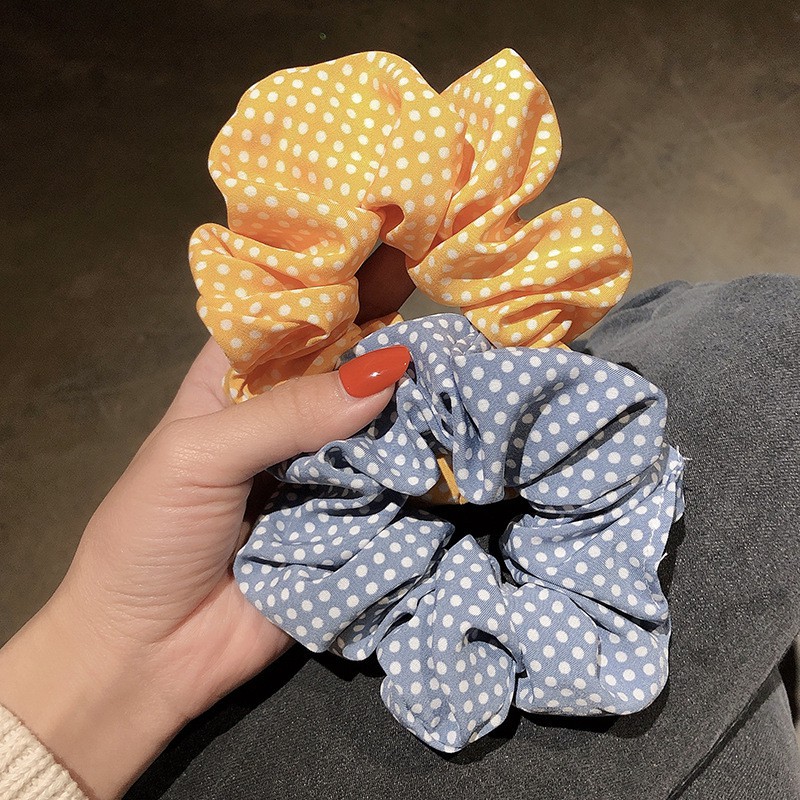 Dây buộc tóc scrunchie chấm bi phong cách thời trang Hàn Quốc