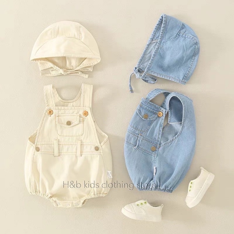 [BD03] Set yếm jean body kèm mũ cực xinh xắn cho bé