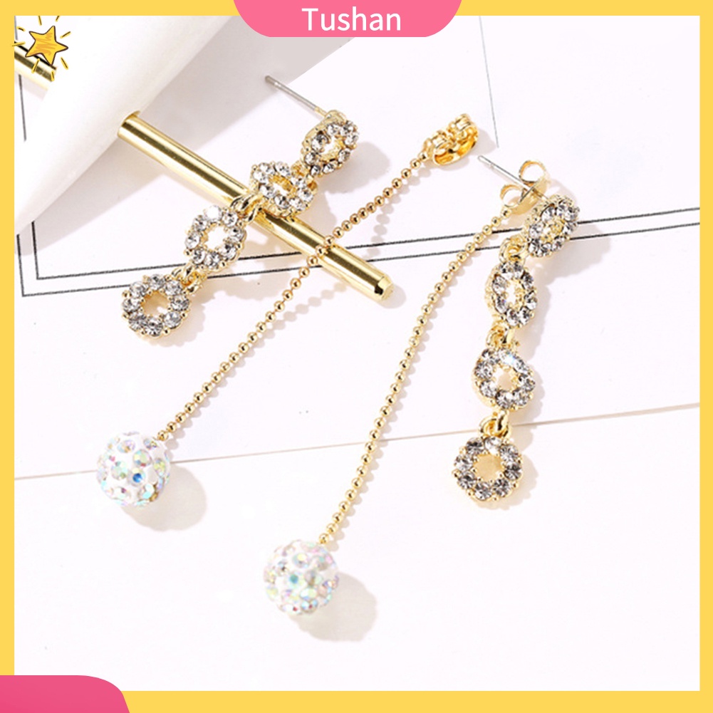 Khuyên tai dài đính đá giả thời trang xinh xắn cho nữ