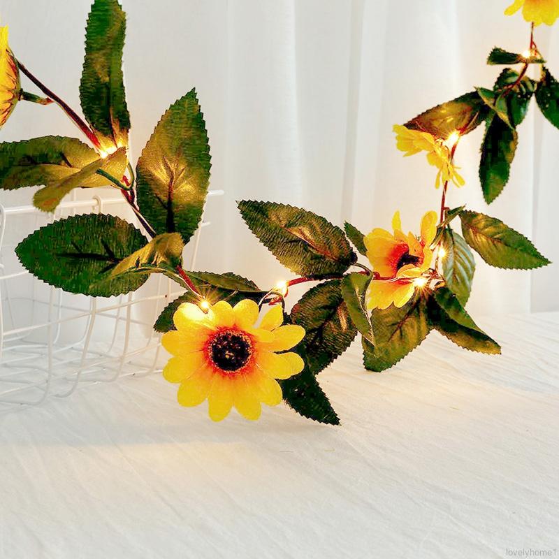 LED Simulation Sunflower Light String Warm White Home Decor Battery Powered