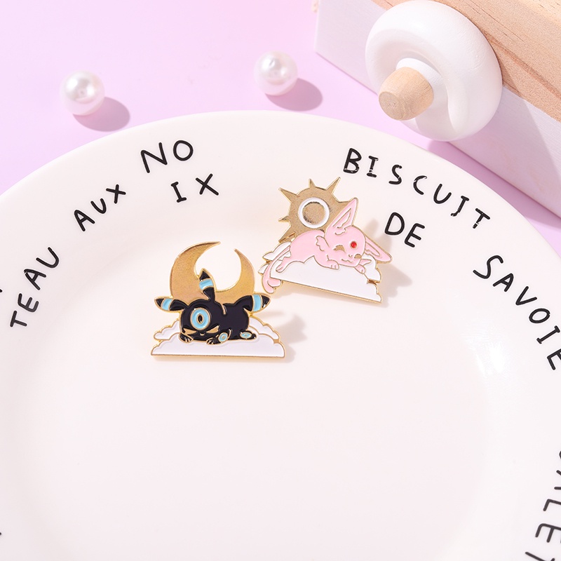 Ghim cài QIHE JEWELRY họa tiết mặt trăng mặt trời hoạt hình sáng tạo dành cho nữ