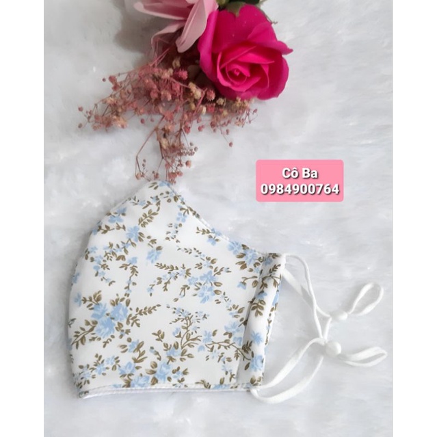 Khẩu trang lụa hoa nhí (mua 10 tặng buộc tóc)