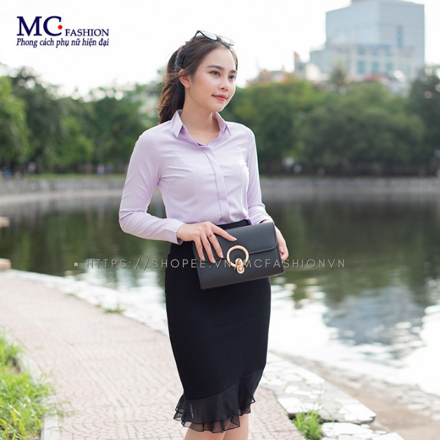 Chân Váy Ôm MC Fashion Gấu Đuôi Cá 2 Lớp Voan Chéo Ngọt Ngào Trẻ Trung Màu ĐenThanh Lịch Lưng Cao CV0331