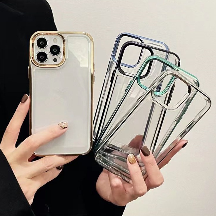 Ốp Điện Thoại Acrylic Trong Suốt Chống Sốc Mạ Sang Trọng Cho iPhone 13 12 11 Pro Max 13 Pro 12 Pro Max 13 Pro Max
