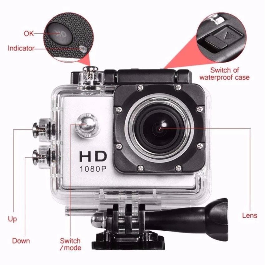 Camera hành trình phượt chống nước dành cho xe máy màu đen/bạc | BigBuy360 - bigbuy360.vn