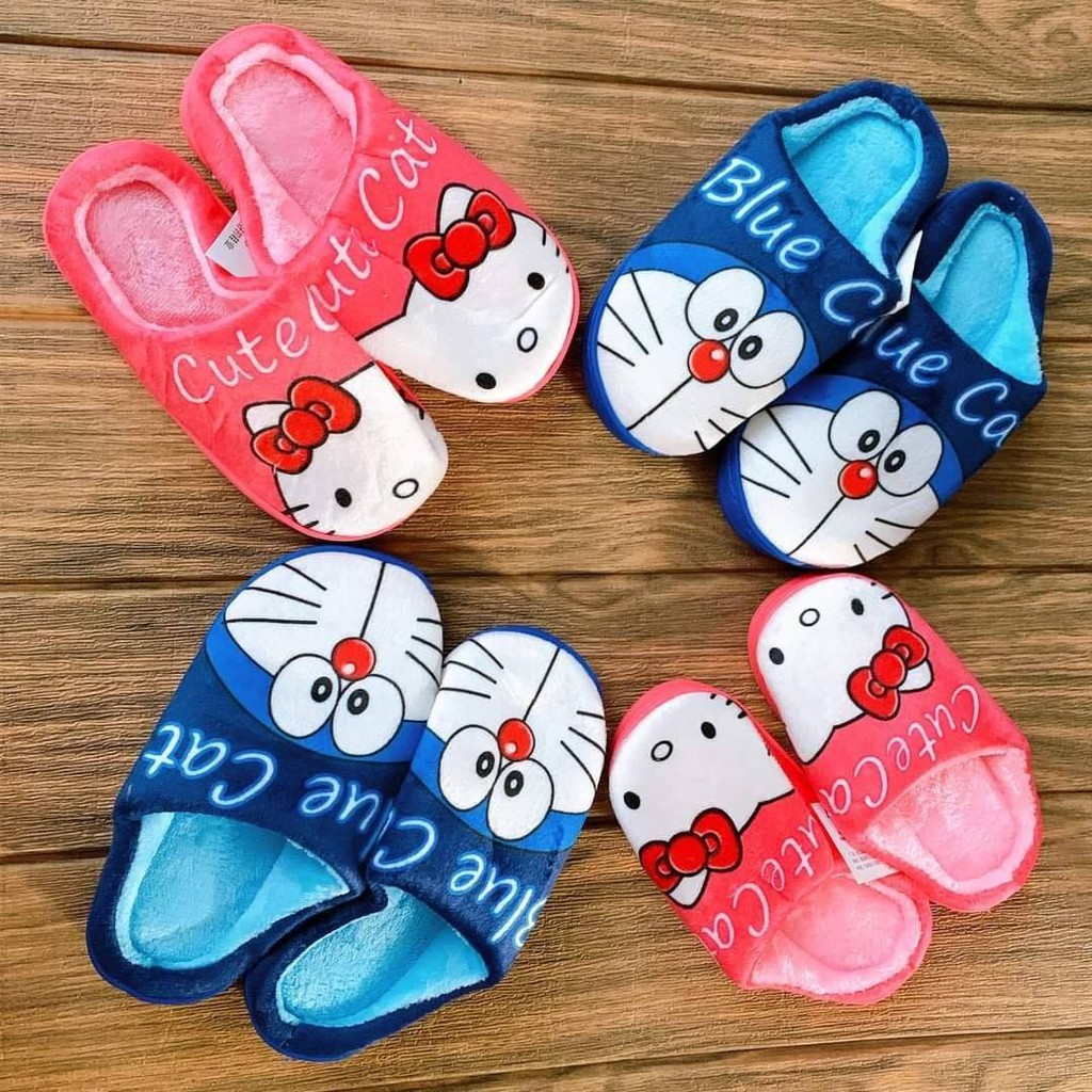 Dép bông kitty dorremon đi trong nhà cho bé