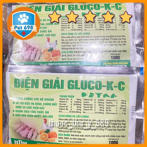 1KG Điện giải GLUCO-K-C tăng cường sức đề kháng, giải nhiệt chống nắng nóng PET-698