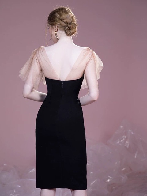 ĐẦM BODY ĐÍNH HẠT TAY PHỐI LƯỚI