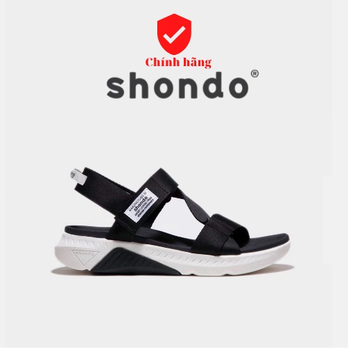 Shondo Sandals F7 Racing đế trắng phối đen quai đen F7R0010