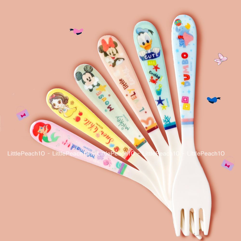 Muỗng nĩa melamine ăn dặm Disney size nhỏ Minnie Mickey Snow White Ariel Donald Dumbo cho bé
