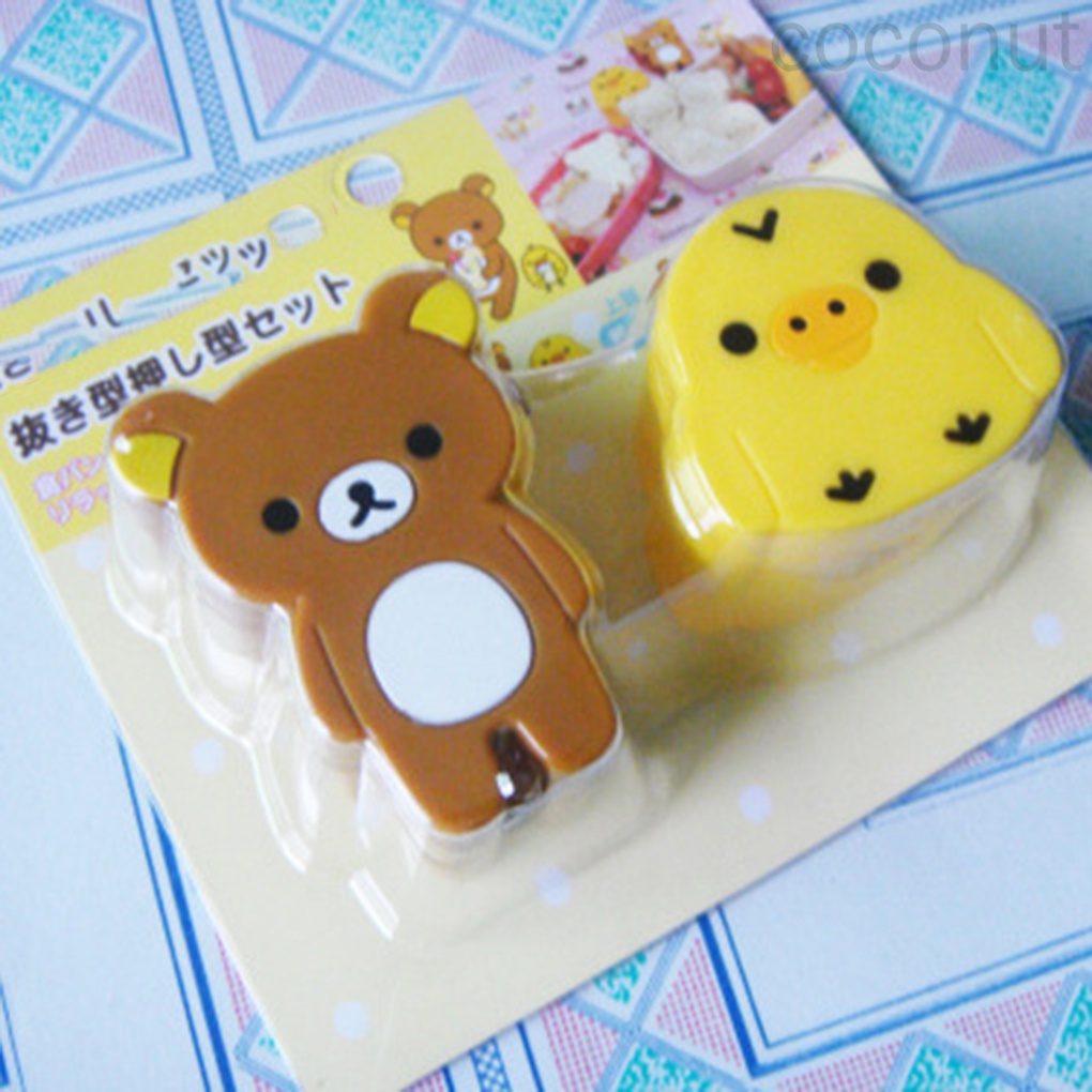 1 Cặp Khuôn Làm Sushi / Cơm Nắm Hình Hoạt Hình 3d Diy Dễ Thương Cho Bé