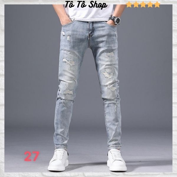 Quần jean nam rách ❤️FREESHIP❤️ Quần Bò Nam cao cấp (hình thật shop chụp) phong cách Hàn Quốc Tô Tồ Shop - QJNM27
