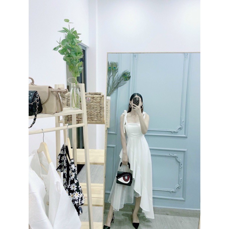 Đầm 2 dây xoè phối lưới lệch tà công chúa cao cấp- HÀNG THIẾT KẾ CAO CẤP - HÀNG AN ĐÔNG | BigBuy360 - bigbuy360.vn