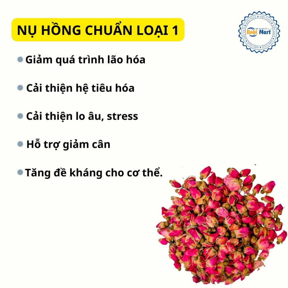 [1 gói dùng thử] trà hoa hồng ngũ vị đẹp da robimart (hoa hồng, cam thảo, kỷ tử, hoa cúc, cỏ ngọt)