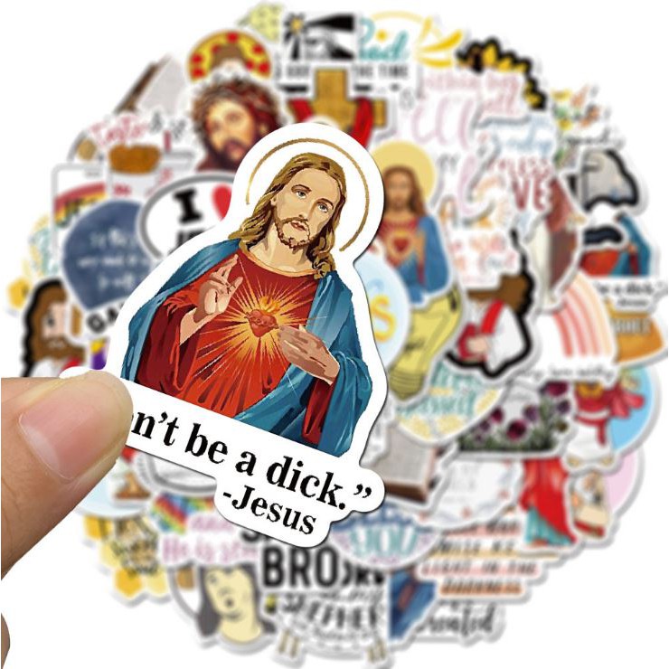 Sticker CHÚA JESUS nhựa PVC không thấm nước, dán nón bảo hiểm, laptop, điện thoại, Vali, xe, Cực COOL #121