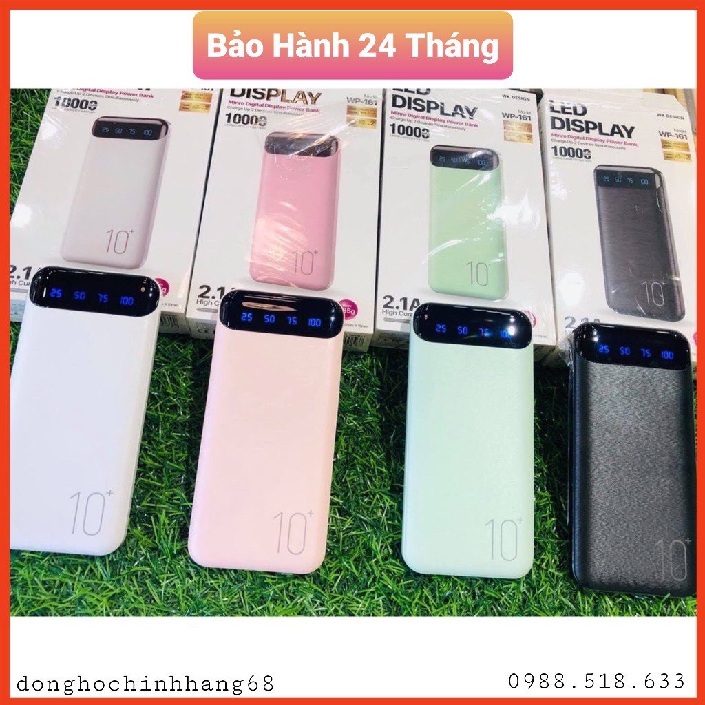 sạc dự phòng 10000 mAh pin sạc dự phòng Wk -161 bảo hành 24 tháng lỗi 1 đổi 1 trong vòng 7 ngày.