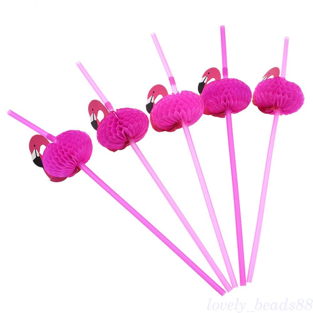 Set 10 Ống Hút Hình Chim Hồng Hạc Thiết Kế Xinh Xắn