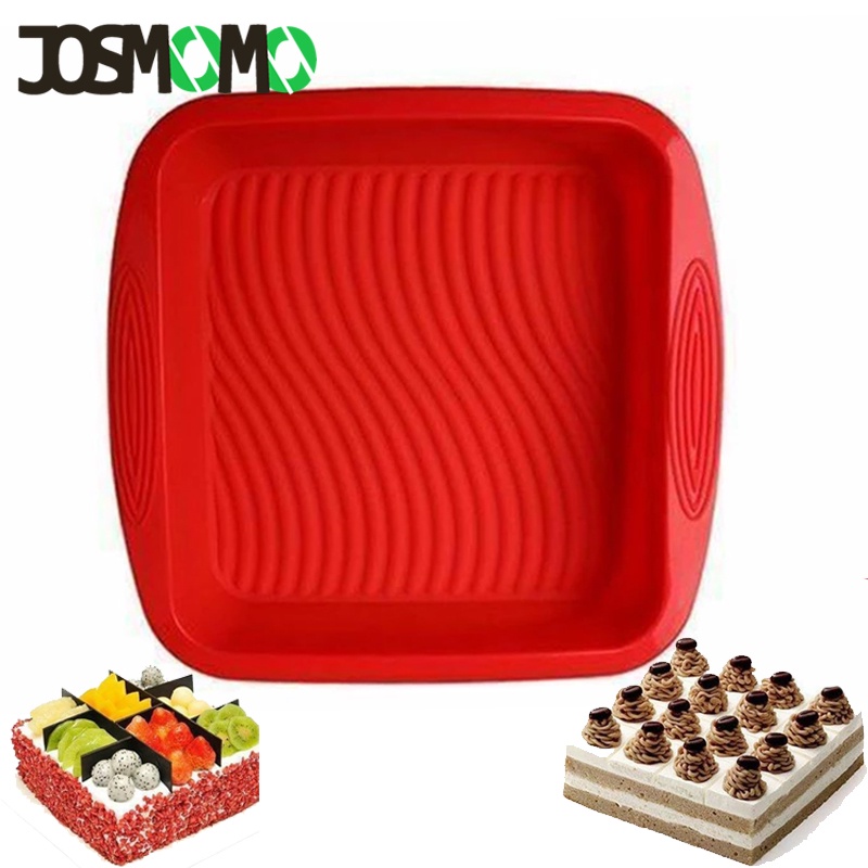JOSMOMO Chảo bánh silicon 1pc, chảo nướng hình vuông 8 inch tiêu chuẩn Châu Âu, chảo nướng chống dính, chảo bánh brownie, khuôn bánh làm bằng thực phẩm có thể tái sử dụng, không chứa BPA