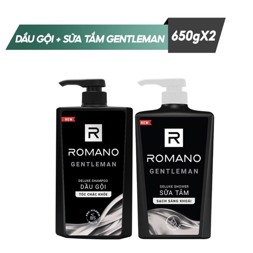 Combo Dầu gội 650g và sữa tắm 650g Romano Gentleman
